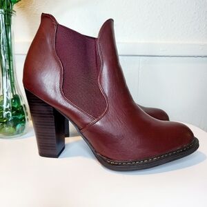 Leather block heel ankle boots women shoes fashion accessories girl comfort